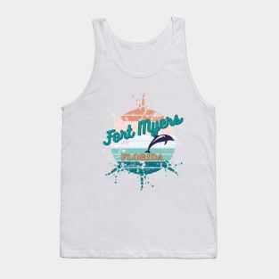 Fort Myers Florida Exploding Retro Sunset Tank Top